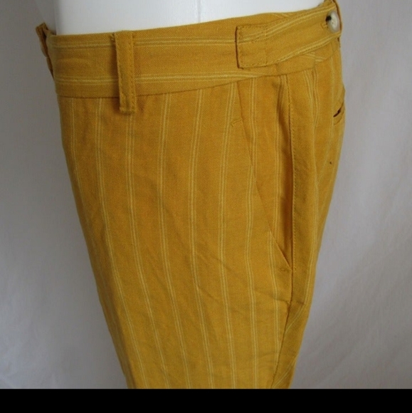 Michael Kors Yellow Stripe Leg Linen Pants 32" Women's - Picture 6 of 11